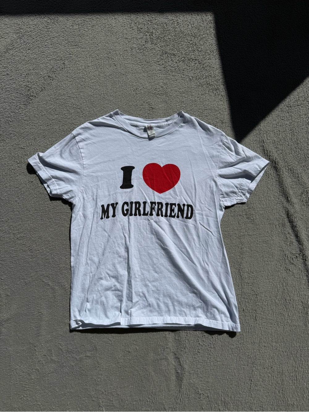 SHEIN White T-Shirt with Red Heart "I ♥ My Girlfriend" Graphic